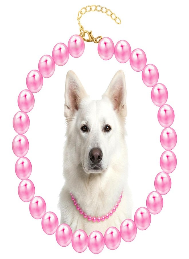 Ymapinc Chunky Pearl Pink Dog Collar, Adjustable Pearl Necklace for Dogs, Fancy Beaded Collar for Female Dogs - Image 1
